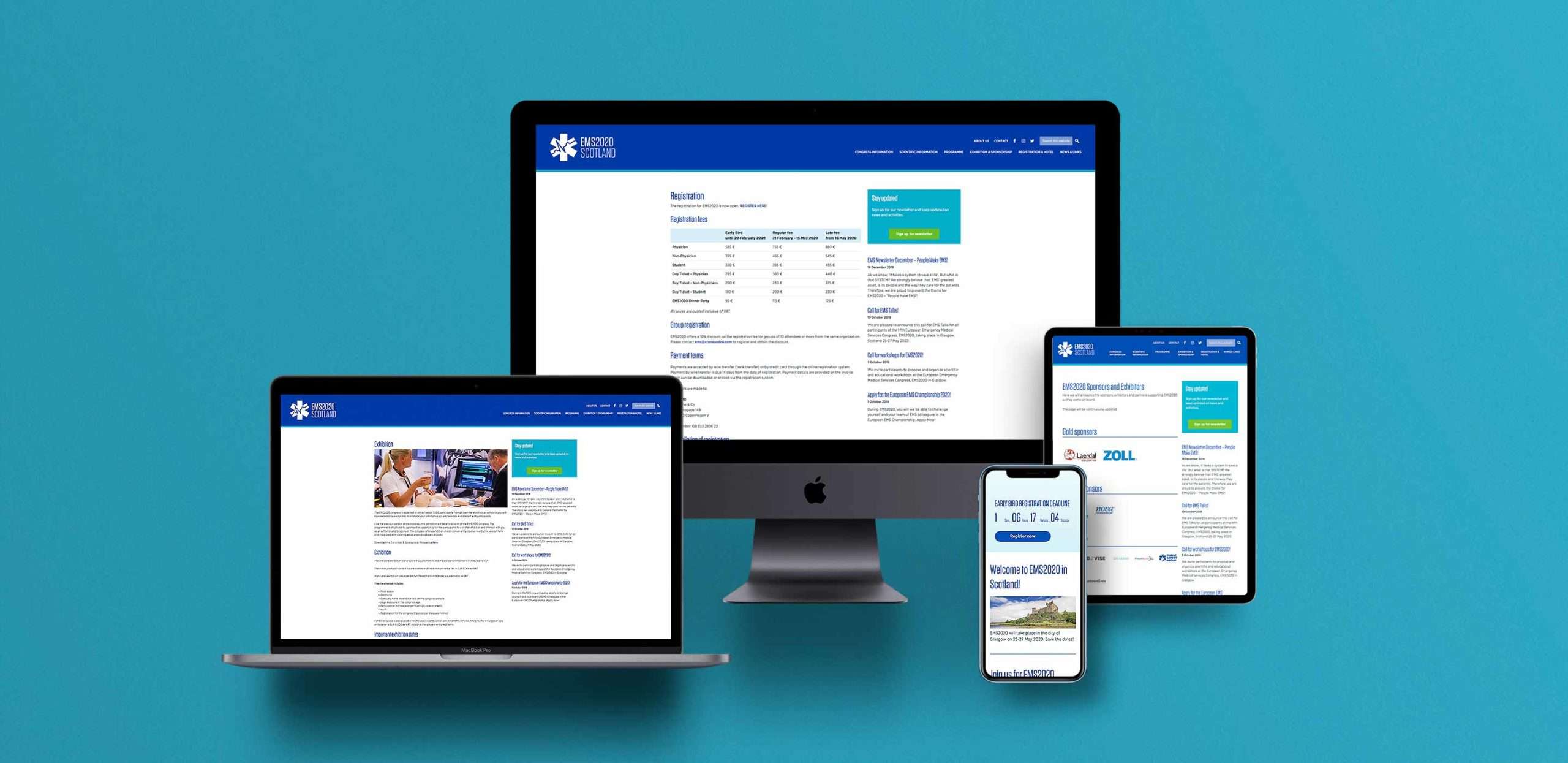 EMS Europe website on various Apple devices