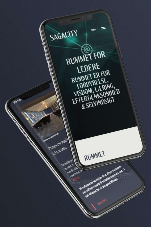 Sagacity website hero element with video on an iPhone X