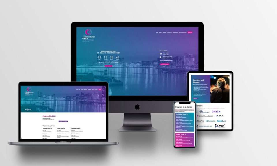 ECM Congress website seen on iMac, Macbook, iPhone and IPad Pro.